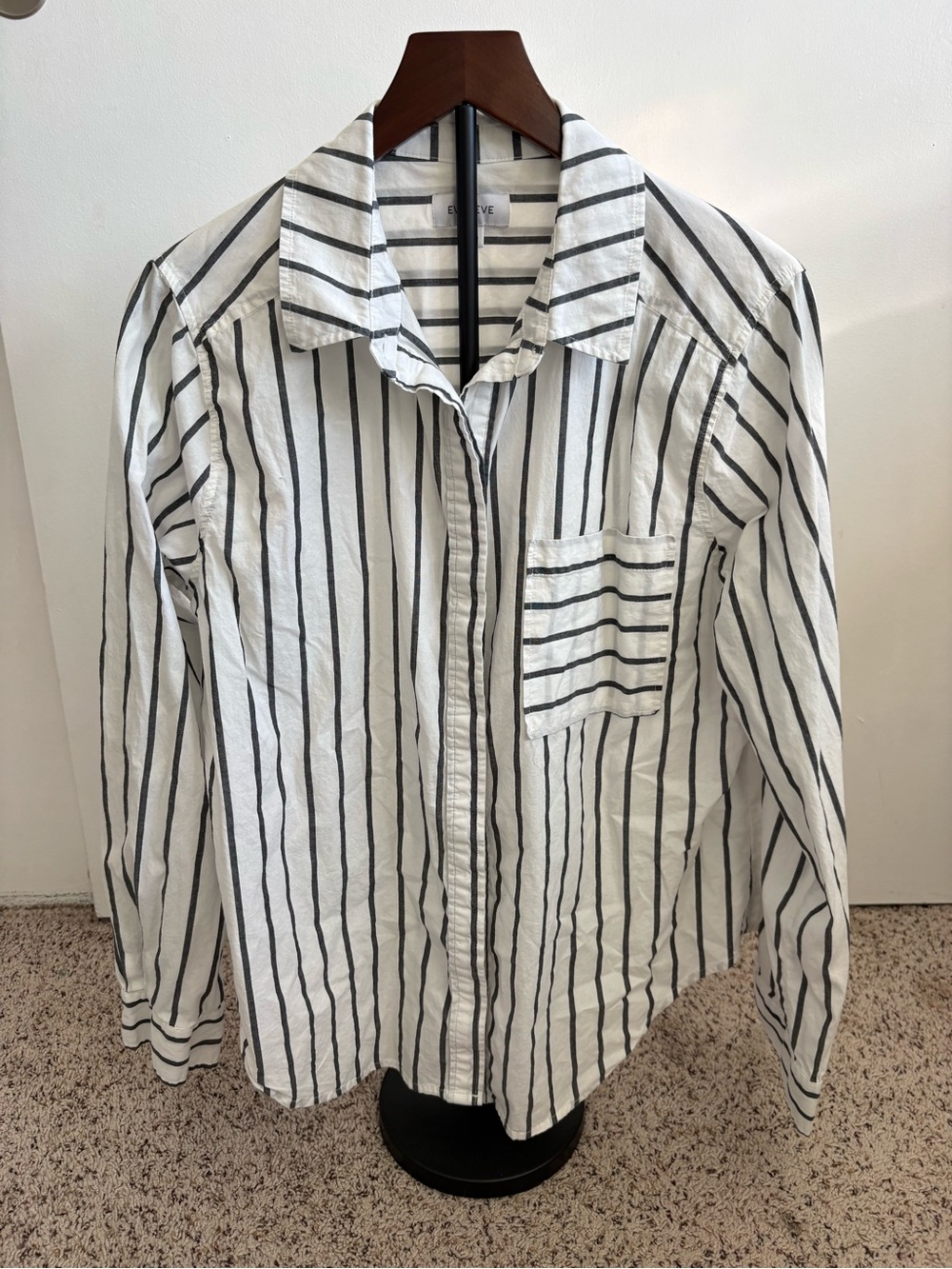Evereve Black and White Striped Button Shirt
